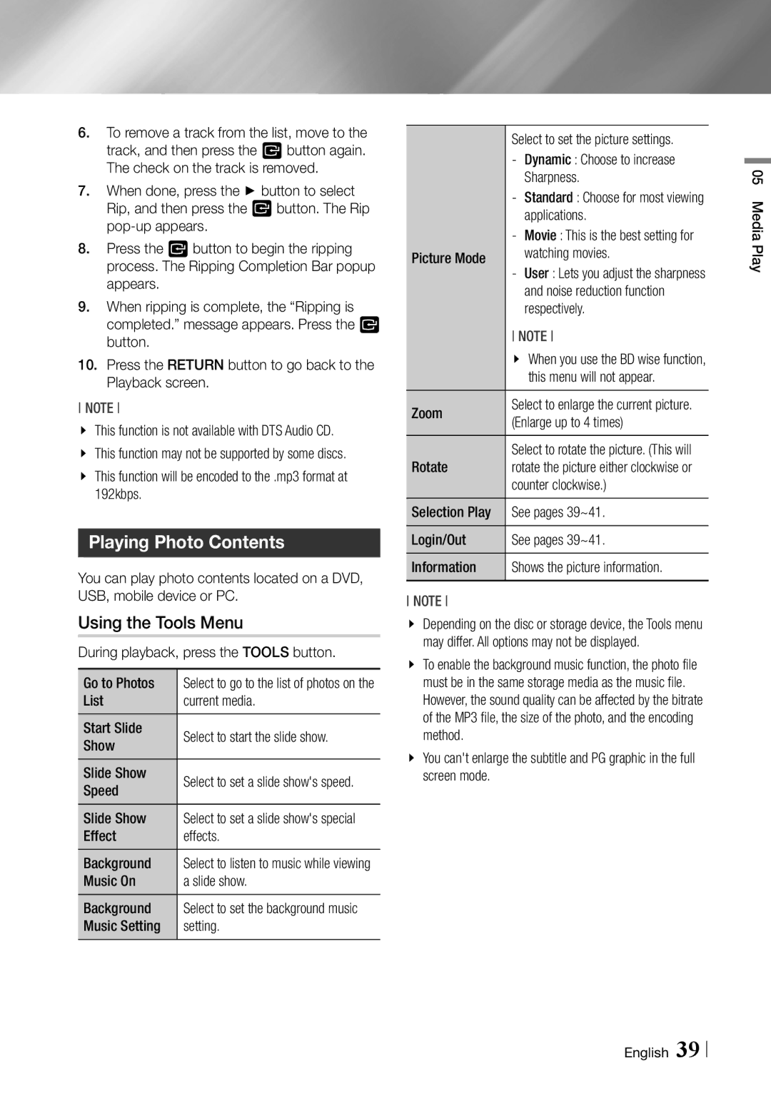 Samsung BD-ES6000/ZA user manual Playing Photo Contents 