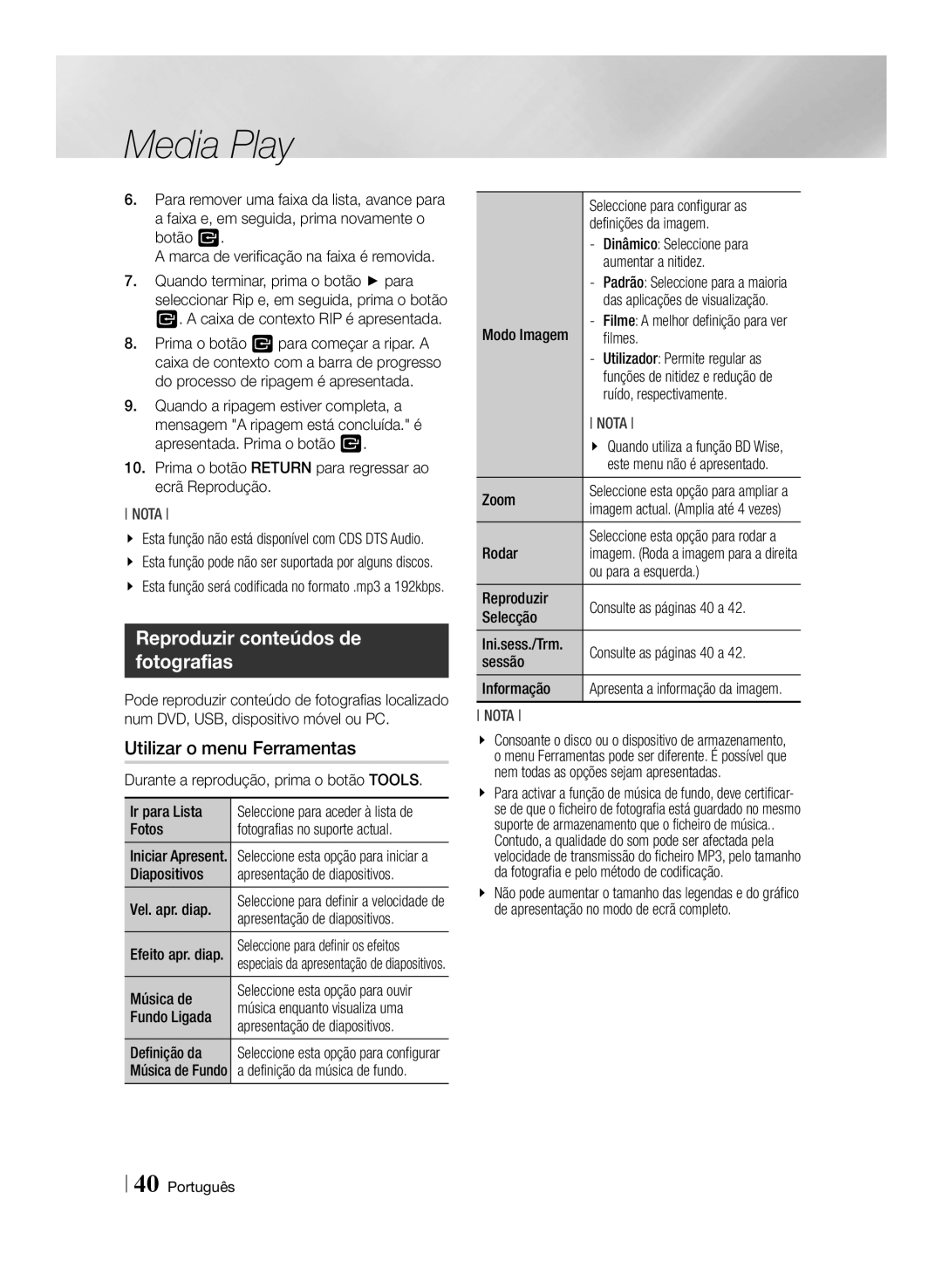 Samsung BD-ES6000E/ZF, BD-ES6000/ZF manual Reproduzir conteúdos de fotografias 