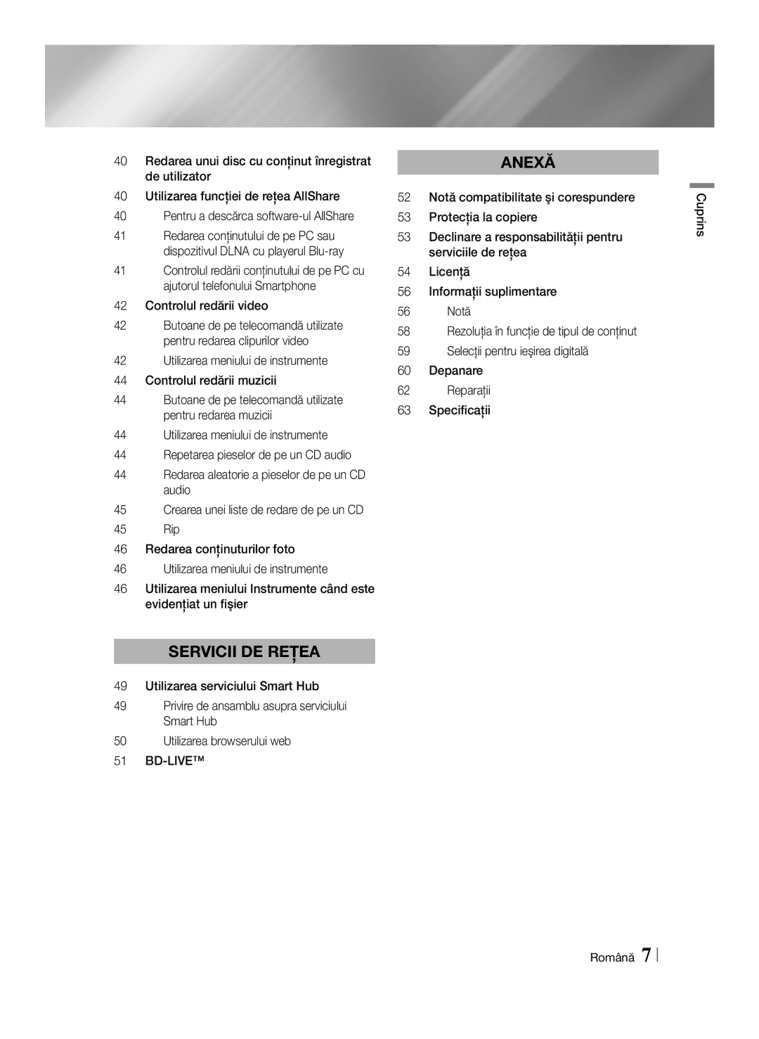 Samsung BD-ES7000/EN manual Controlul redării video, Cuprins Română 