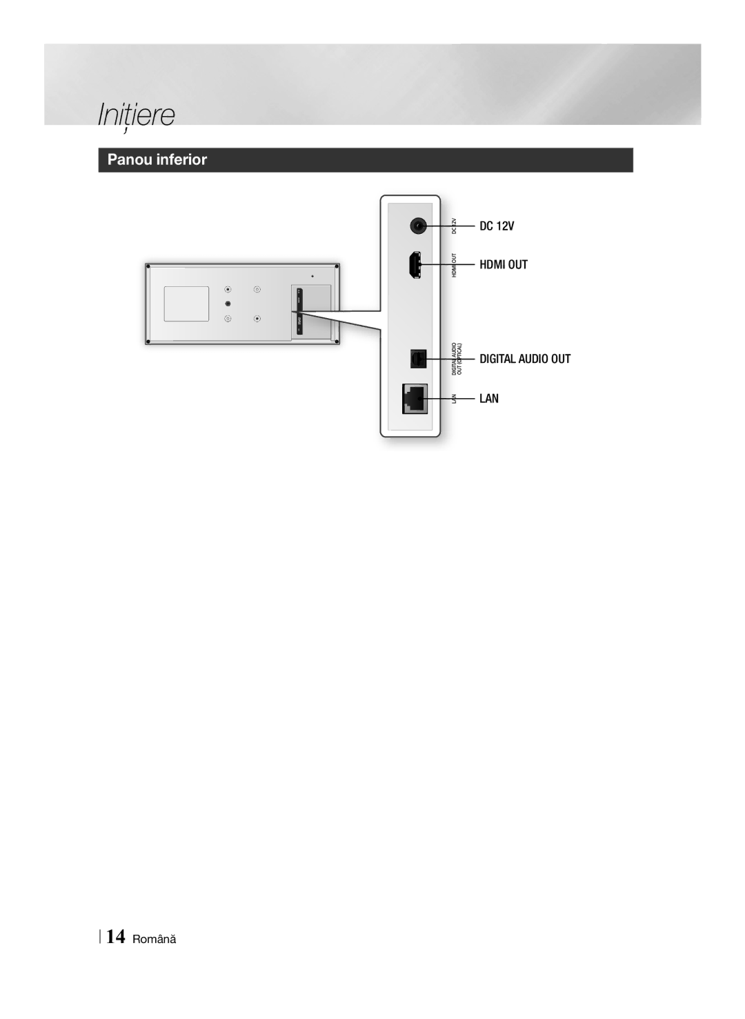 Samsung BD-ES7000/EN manual Panou inferior, 14 Română 