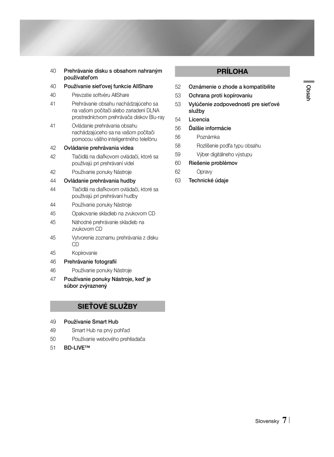 Samsung BD-ES7000/EN manual 42 Ovládanie prehrávania videa, Vytvorenie zoznamu prehrávania z disku, Obsah Slovensky 