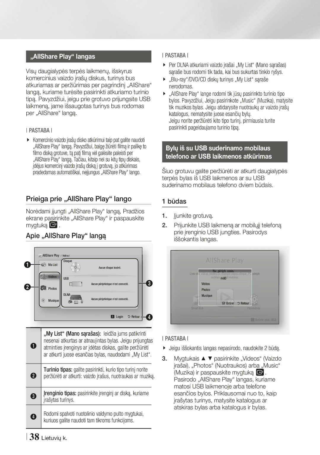 Samsung BD-ES7000/EN manual Prieiga prie „AllShare Play lango 