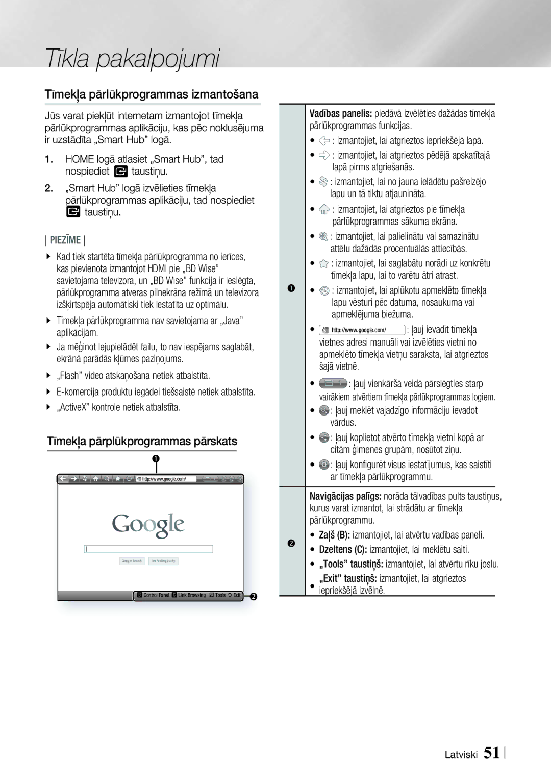 Samsung BD-ES7000/EN manual „Flash video atskaņošana netiek atbalstīta, „ActiveX kontrole netiek atbalstīta, Vārdus 