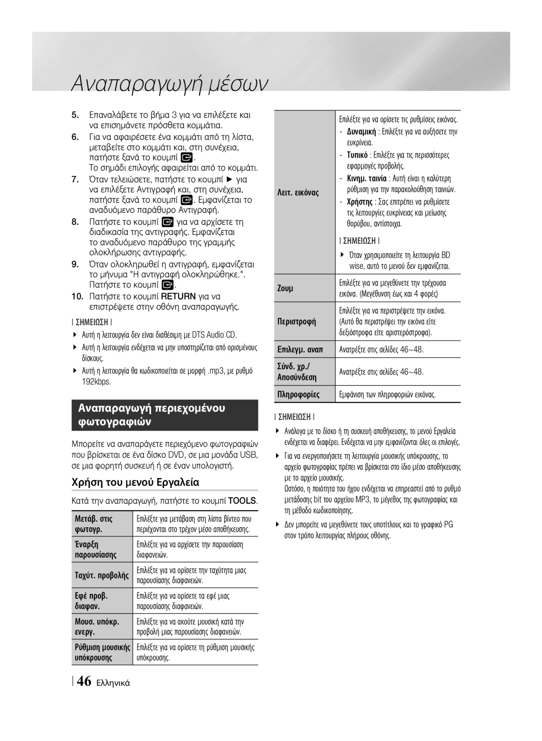 Samsung BD-ES7000/EN manual Ευκρίνεια, Εφαρμογές προβολής, Λειτ. εικόνας, Ζουμ, Περιστροφή, Σύνδ. χρ, Αпοσύνδεση 