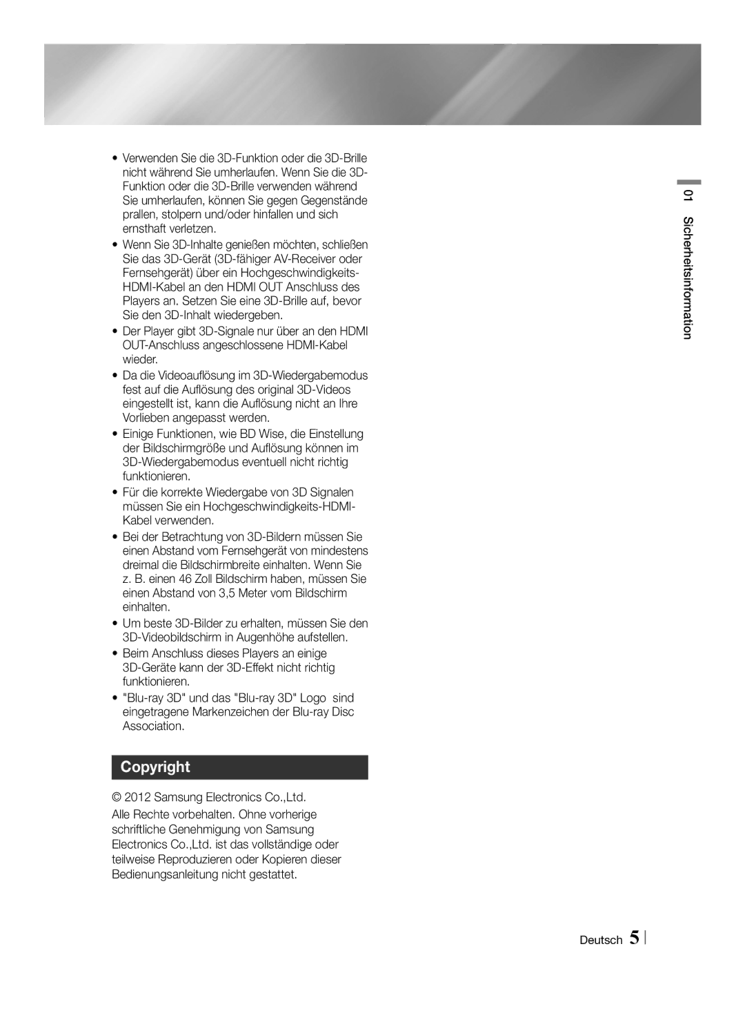 Samsung BD-ES7009/ZG manual Copyright 