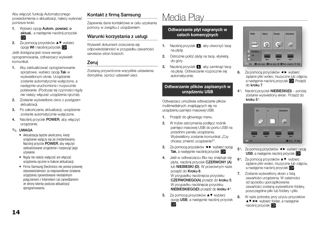 Samsung BD-F5100/EN manual Kontakt z firmą Samsung, Warunki korzystania z usługi, Zeruj 