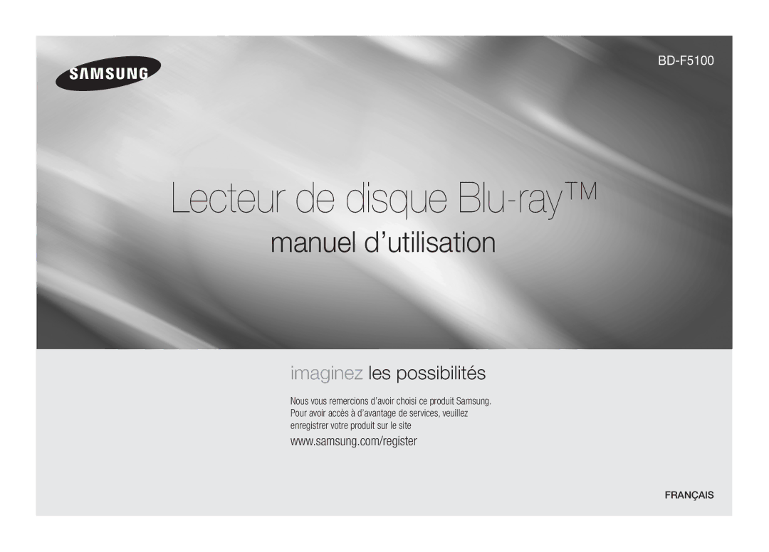 Samsung BD-F5100/ZF, BD-F5100/TK, BD-F5100/XN, BD-F5100/EN, BD-F5100/XE manual Lecteur de disque Blu-ray, Français 