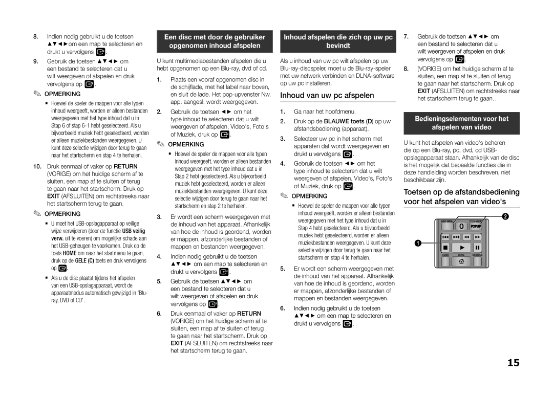 Samsung BD-F5100/ZF, BD-F5100/TK manual Inhoud van uw pc afspelen, Bevindt, Bedieningselementen voor het Afspelen van video 