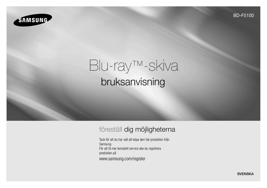 Samsung BD-F5100/XE manual Blu-ray-skiva 