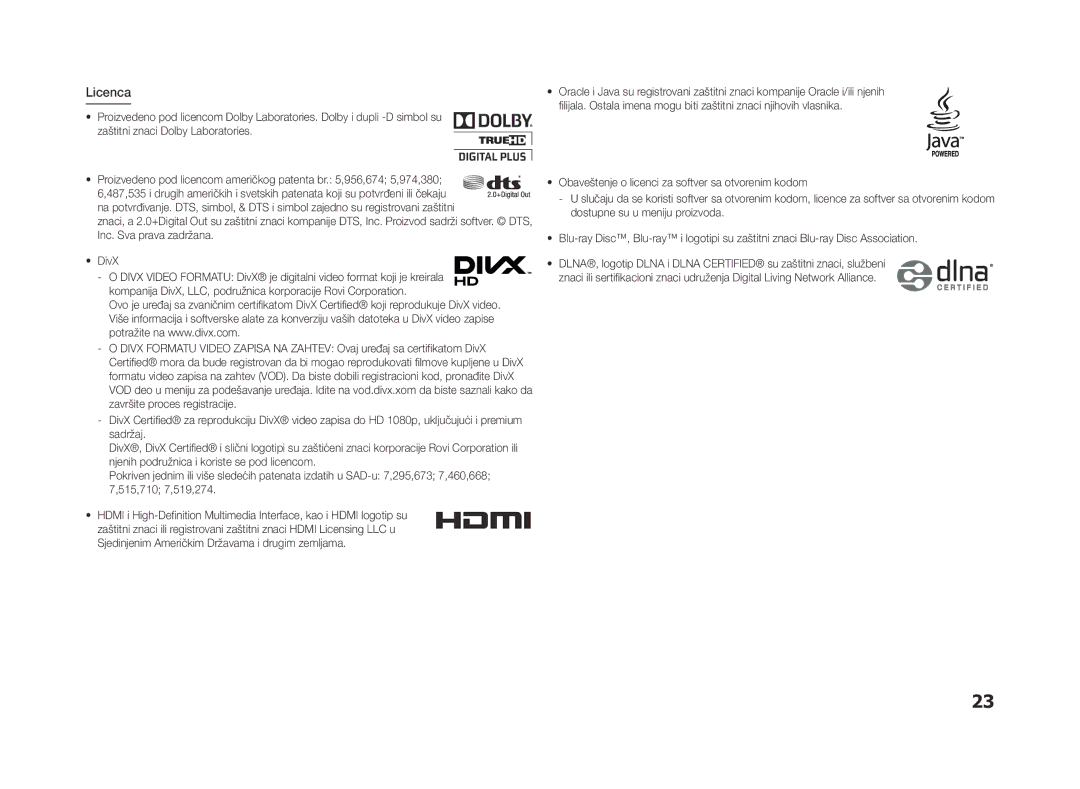 Samsung BD-F5500/EN, BD-F5500E/EN manual Licenca 