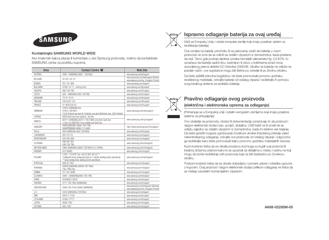 Samsung BD-F5500E/EN, BD-F5500/EN manual AK68-02285M-05, Poland 