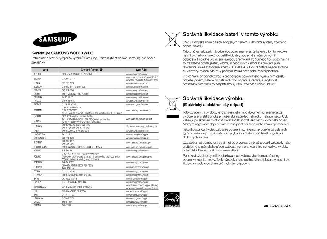 Samsung BD-F5500/EN manual AK68-02285K-05, Poland 