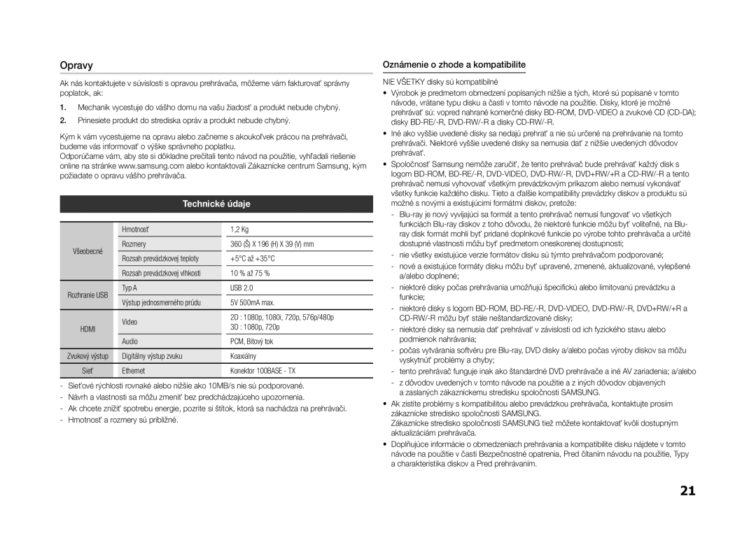 Samsung BD-F5500/EN manual Oznámenie o zhode a kompatibilite 