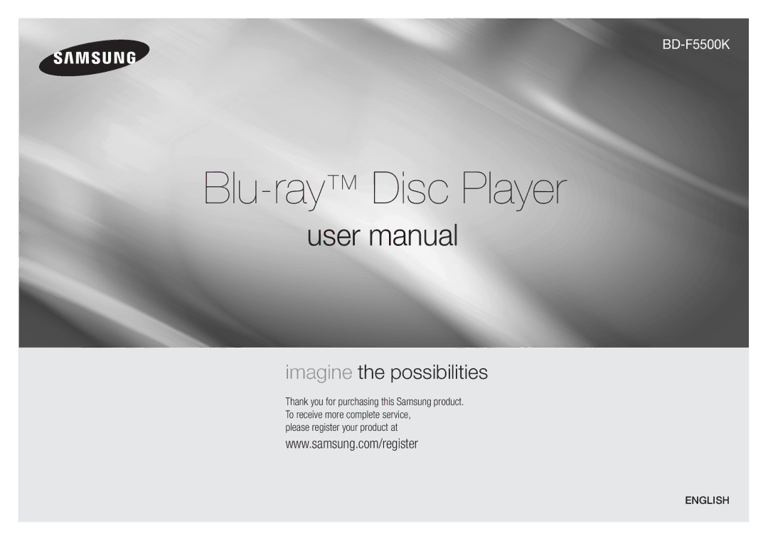 Samsung BD-F5500K user manual Blu-rayDisc Player 