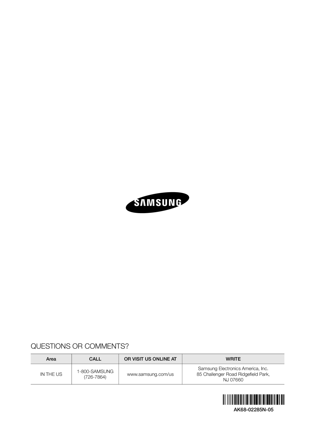 Samsung BD-F5900 user manual Questions or COMMENTS? 