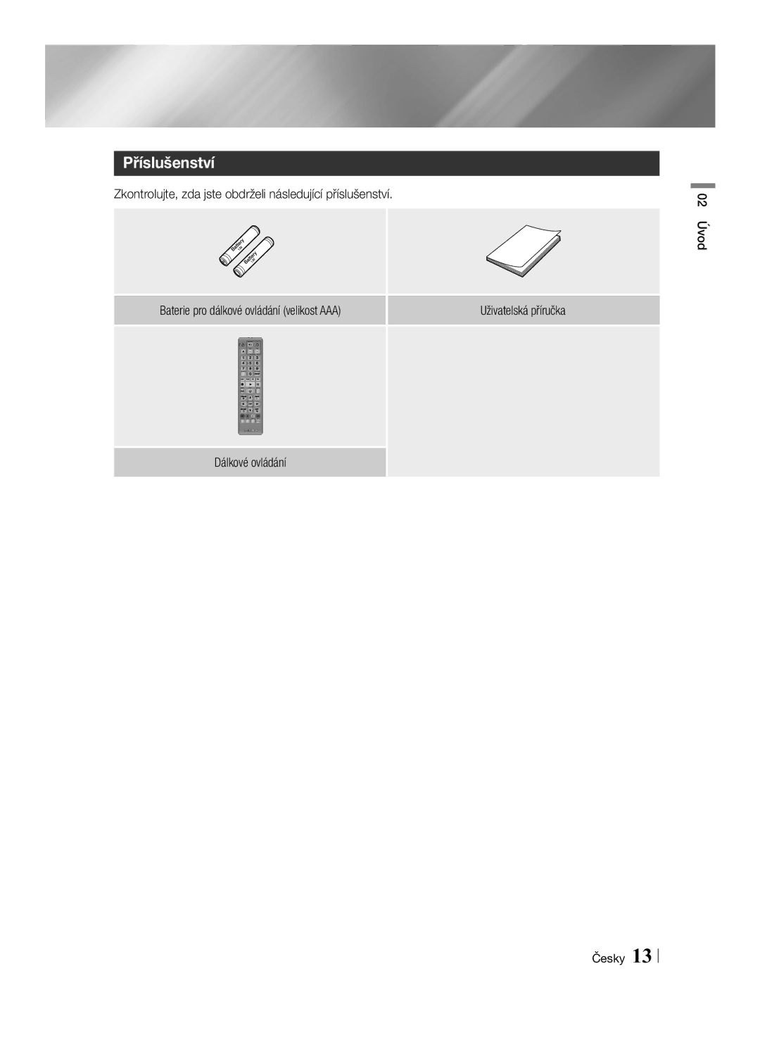 Samsung BD-F6500/EN manual Příslušenství, Dálkové ovládání 