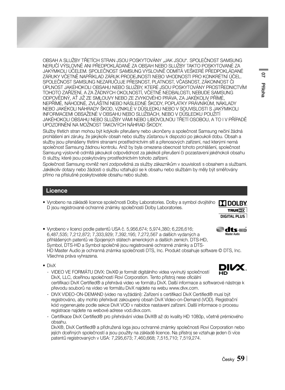 Samsung BD-F6500/EN manual Licence 