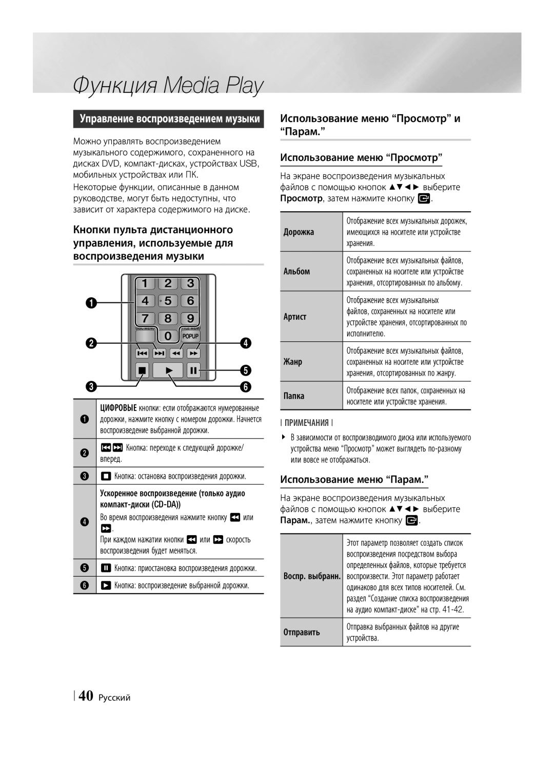 Samsung BD-F6500/RU manual Дорожка, Хранения, Альбом, Артист, Исполнителю, Жанр, Устройства 