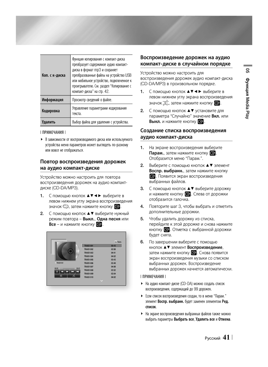 Samsung BD-F6500/RU manual Повтор воспроизведения дорожек на аудио компакт-диске, Компакт-диска на стр, Кодировка, Текста 