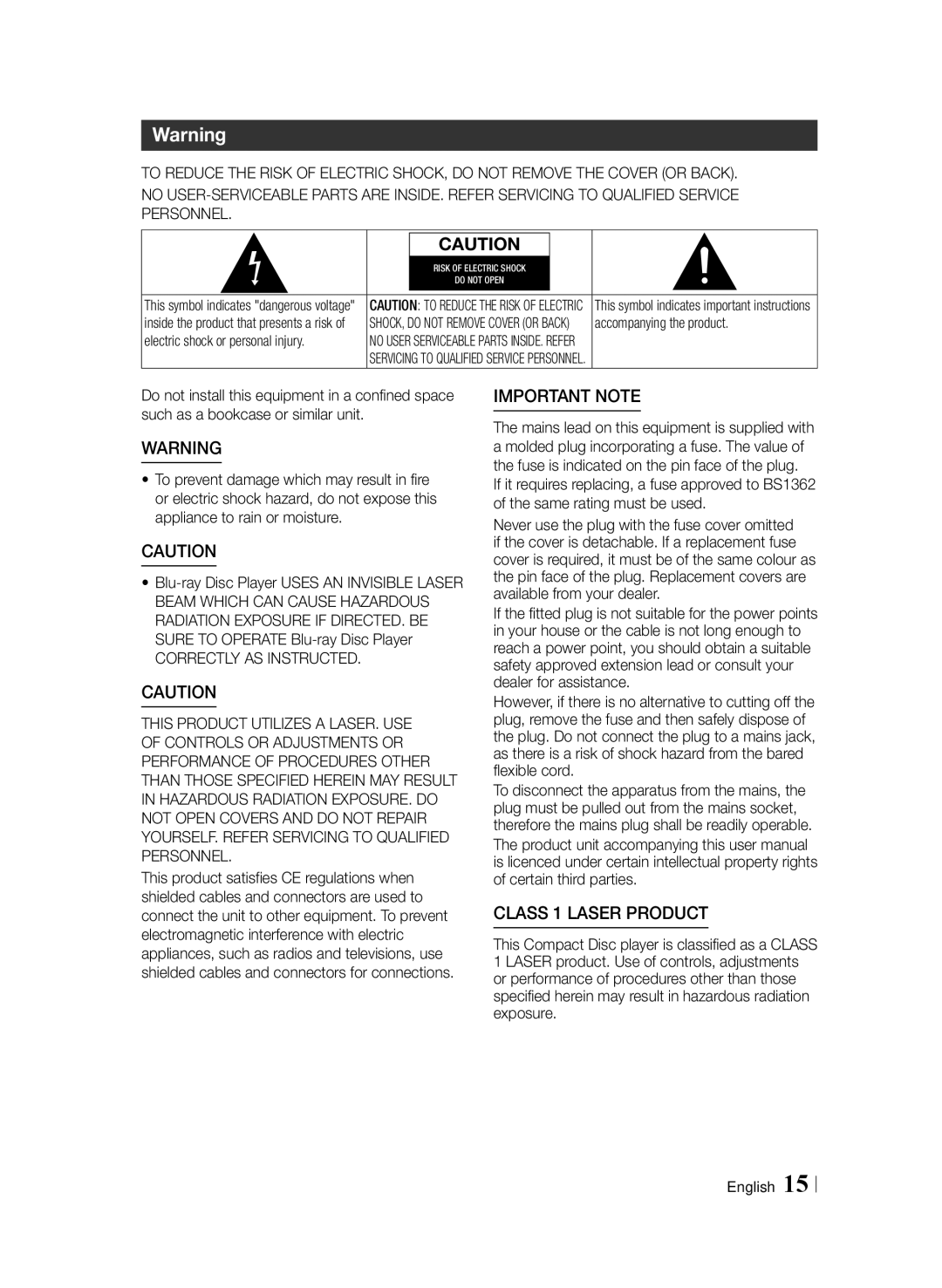 Samsung BD-F6900/EN manual Important Note 