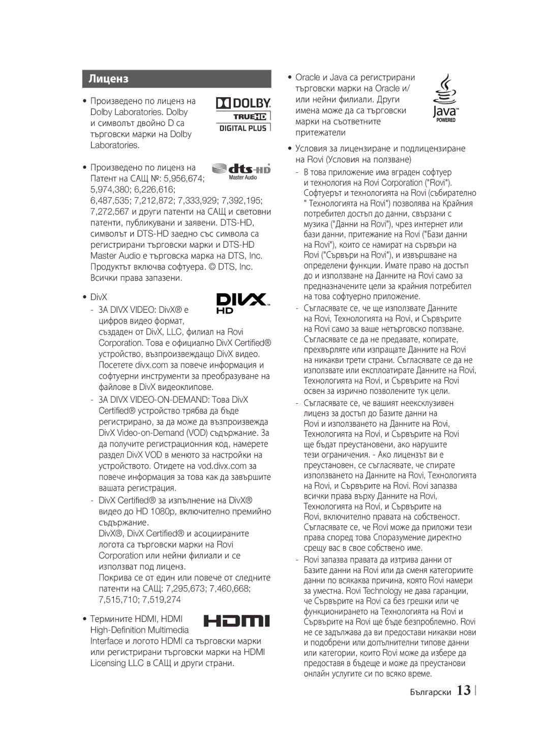 Samsung BD-F6900/EN manual Лиценз, ЗА Divx Video DivX е цифров видео формат 