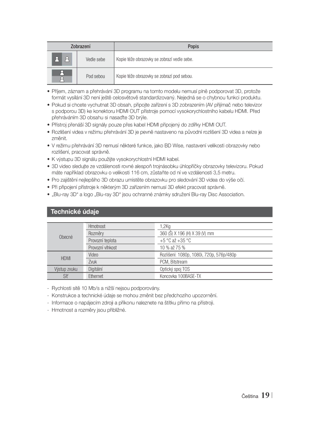 Samsung BD-F6900/EN manual Technické údaje, Hdmi 