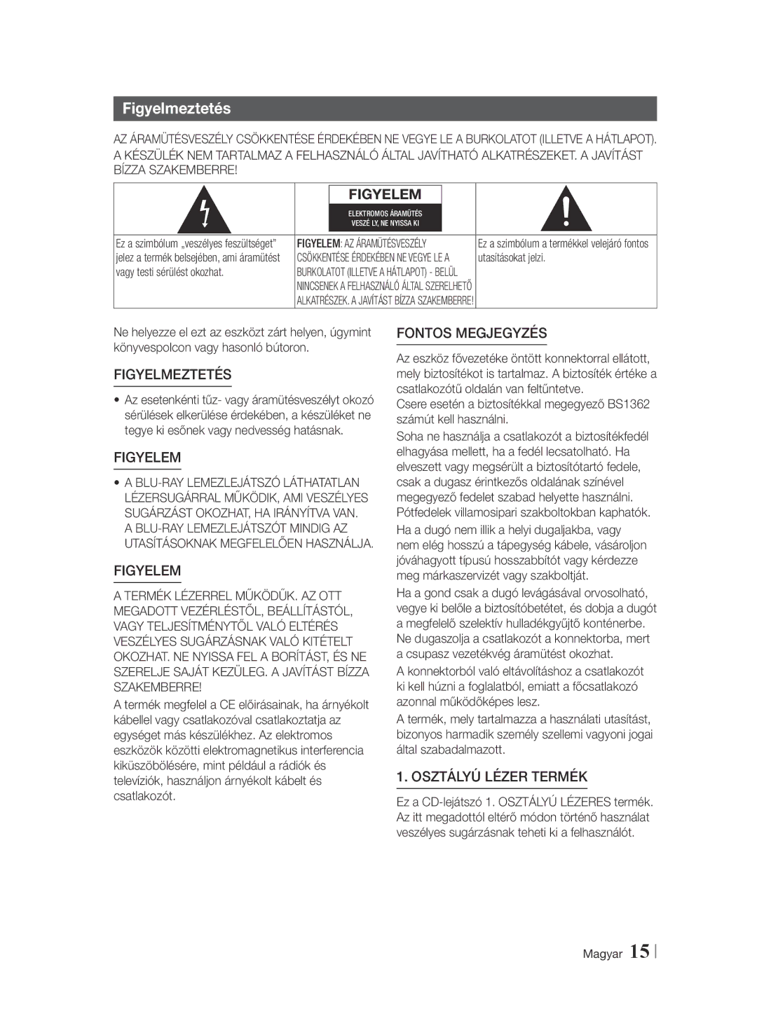 Samsung BD-F6900/EN manual Figyelmeztetés, Utasításokat jelzi, Vagy testi sérülést okozhat 