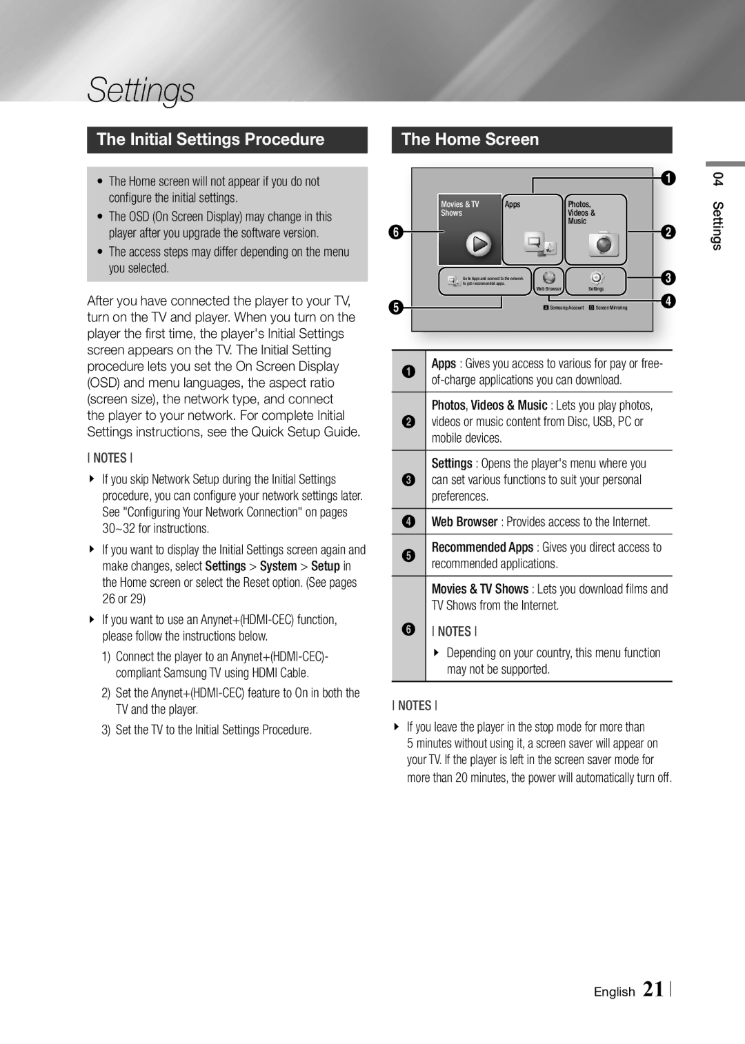 Samsung BD-F7500/XE, BD-F7500/EN manual Initial Settings Procedure 