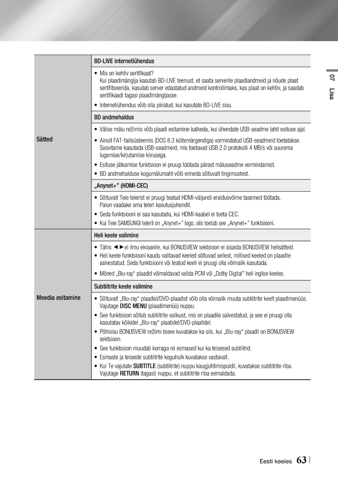 Samsung BD-F7500/EN manual BD-LIVE internetiühendus,  Mis on kehtiv sertifikaat?, Sertifikaadi tagasi plaadimängijasse 