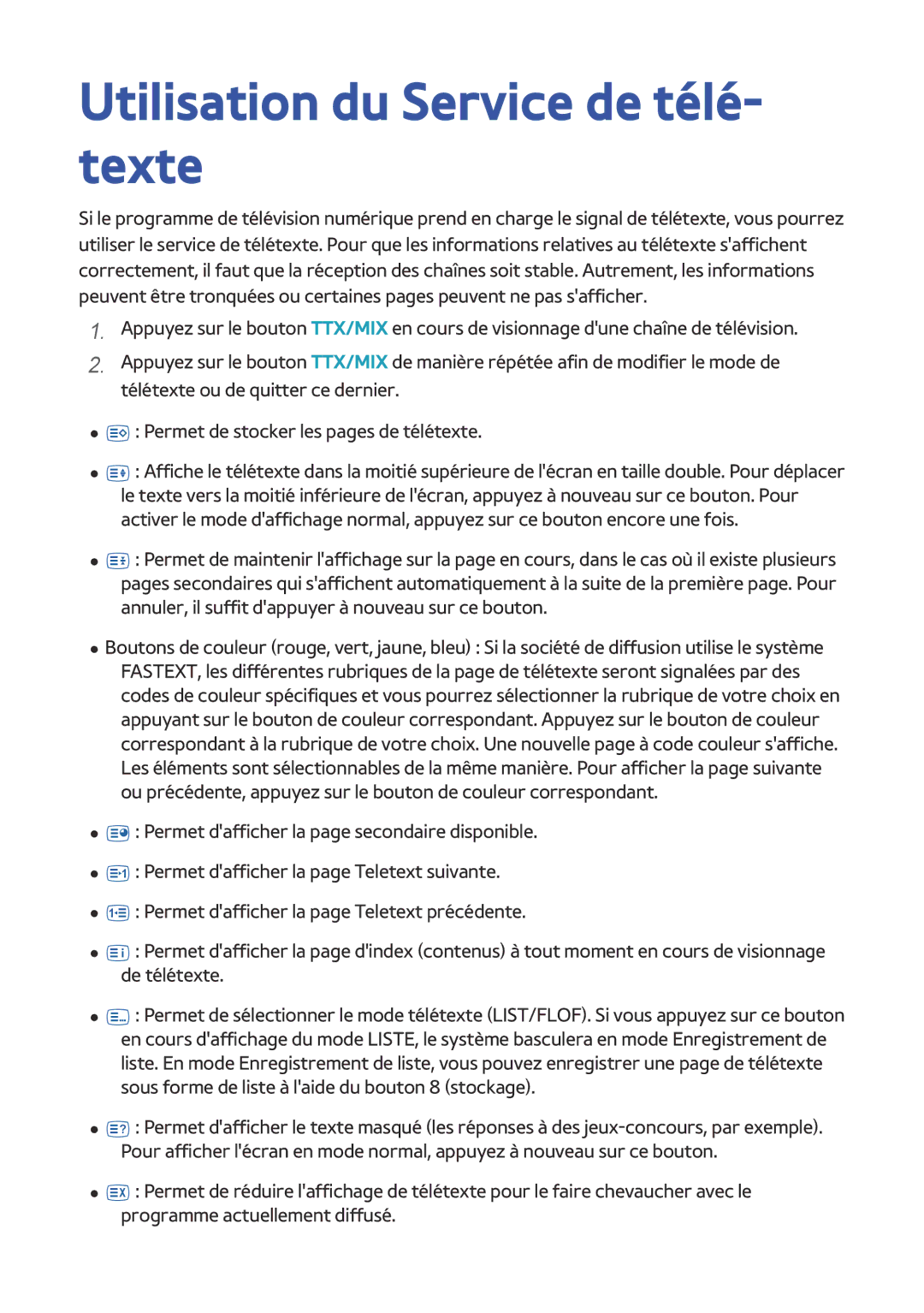 Samsung BD-F8500/ZF, BD-F8900/ZF manual Utilisation du Service de télé- texte 