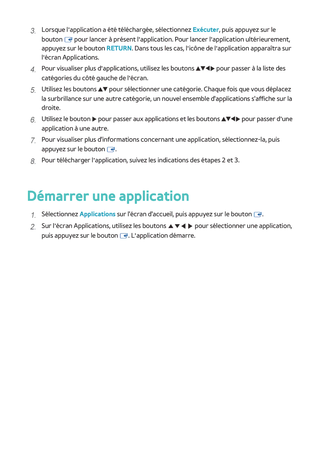 Samsung BD-F8500/ZF, BD-F8900/ZF manual Démarrer une application 