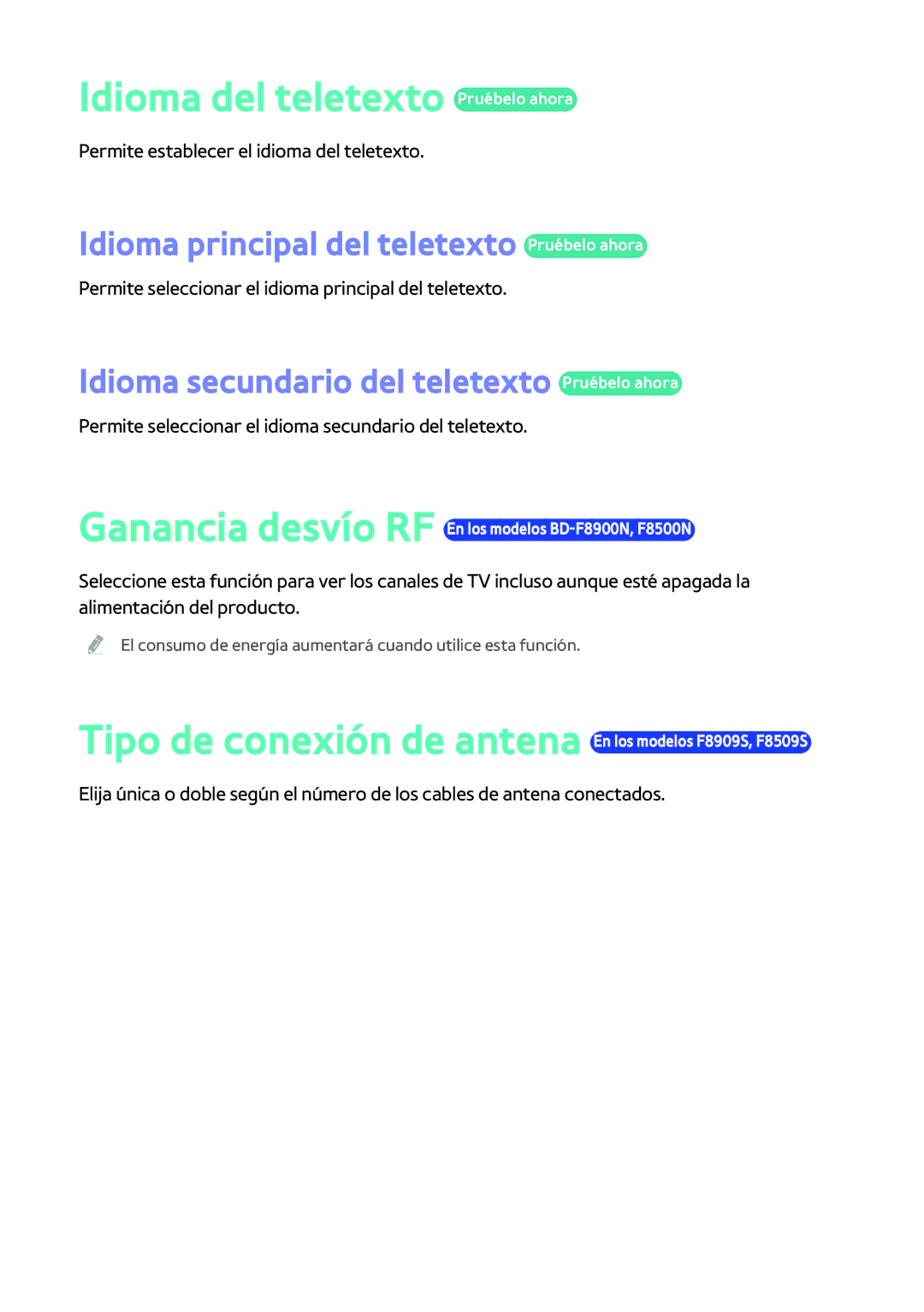 Samsung BD-F8500/ZF, BD-F8900/ZF manual Idioma del teletexto Pruébelo ahora, Idioma principal del teletexto Pruébelo ahora 