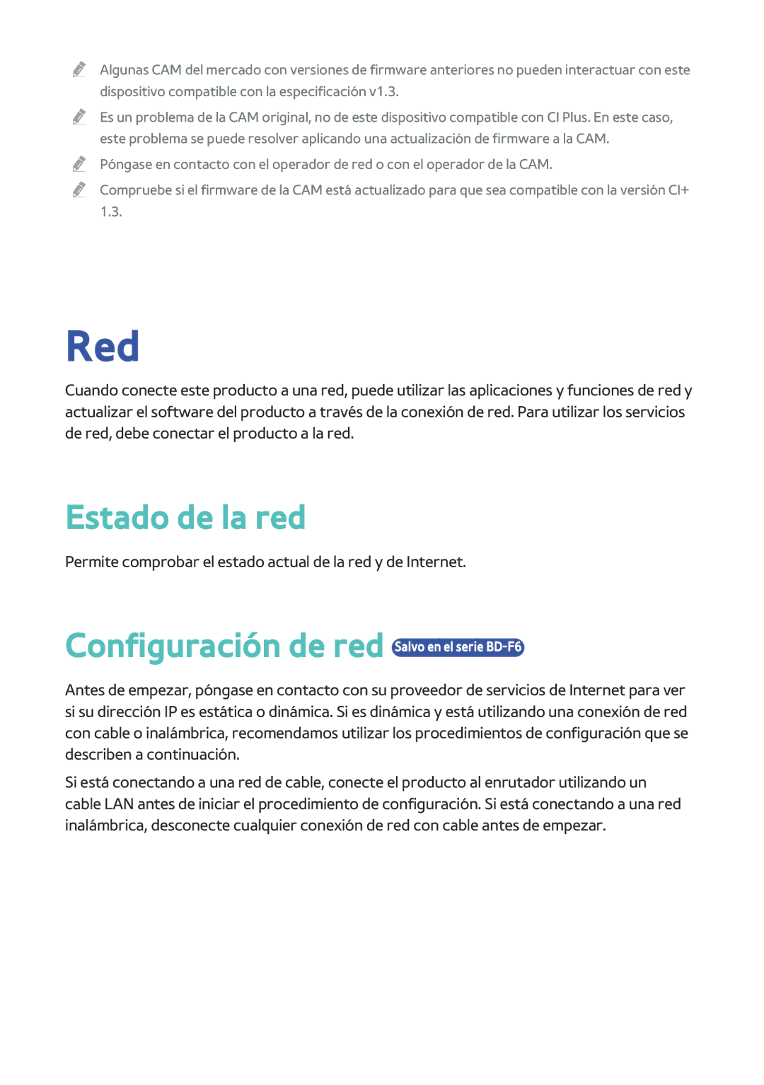 Samsung BD-F8500/ZF, BD-F8900/ZF manual Red, Estado de la red 