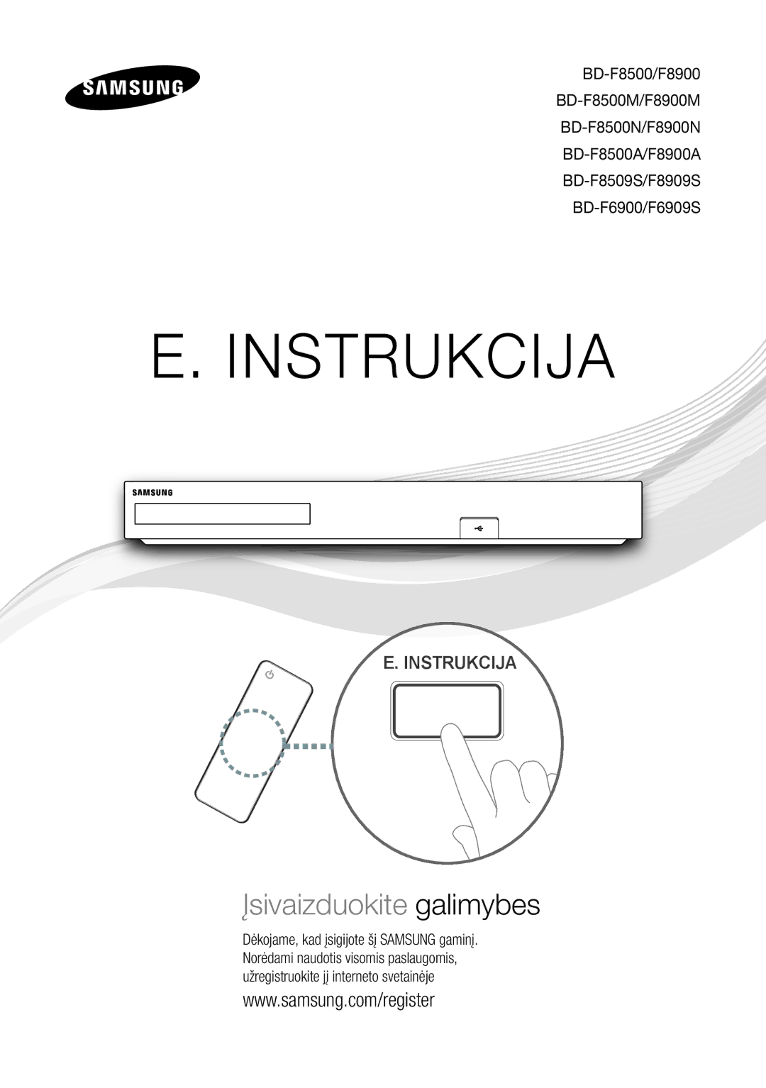 Samsung BD-F6909S/ZG, BD-F8900/EN manual Instrukcija 