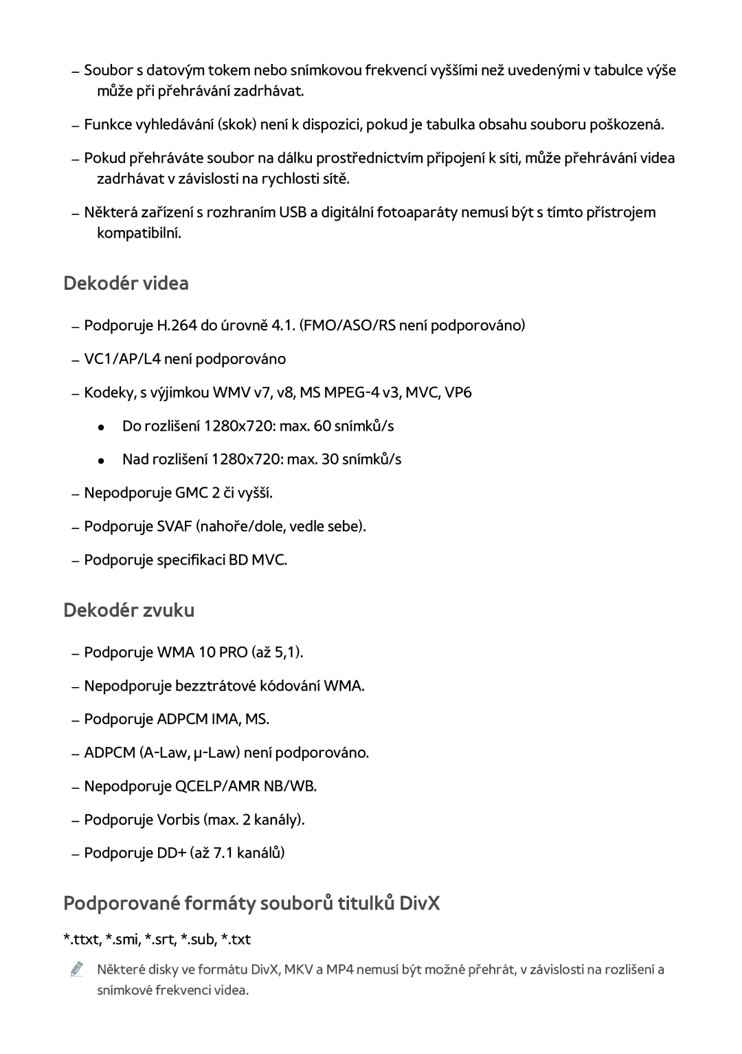 Samsung BD-F8900/EN, BD-F8500/EN, BD-F6900/EN manual Dekodér videa 