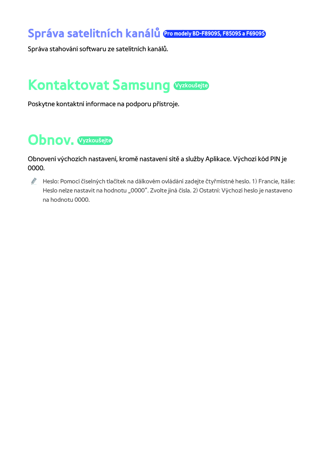 Samsung BD-F6900/EN, BD-F8900/EN, BD-F8500/EN manual Kontaktovat Samsung Vyzkoušejte 