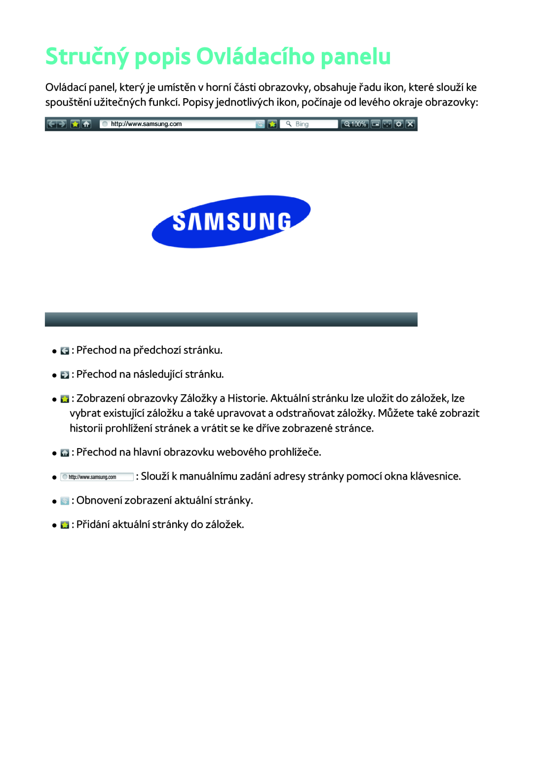 Samsung BD-F8500/EN, BD-F8900/EN, BD-F6900/EN manual Stručný popis Ovládacího panelu 