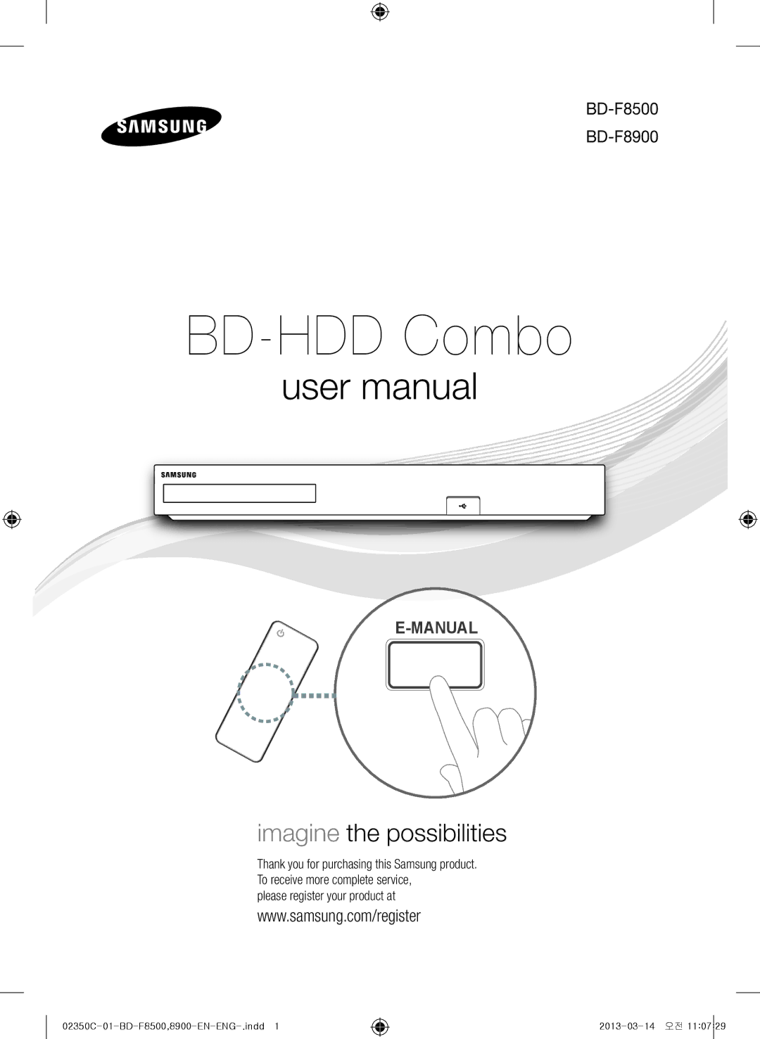 Samsung BD-F8500/EN, BD-F8900/EN, BD-F8500/ZF, BD-F8900/ZF manual BD-HDD Combo 