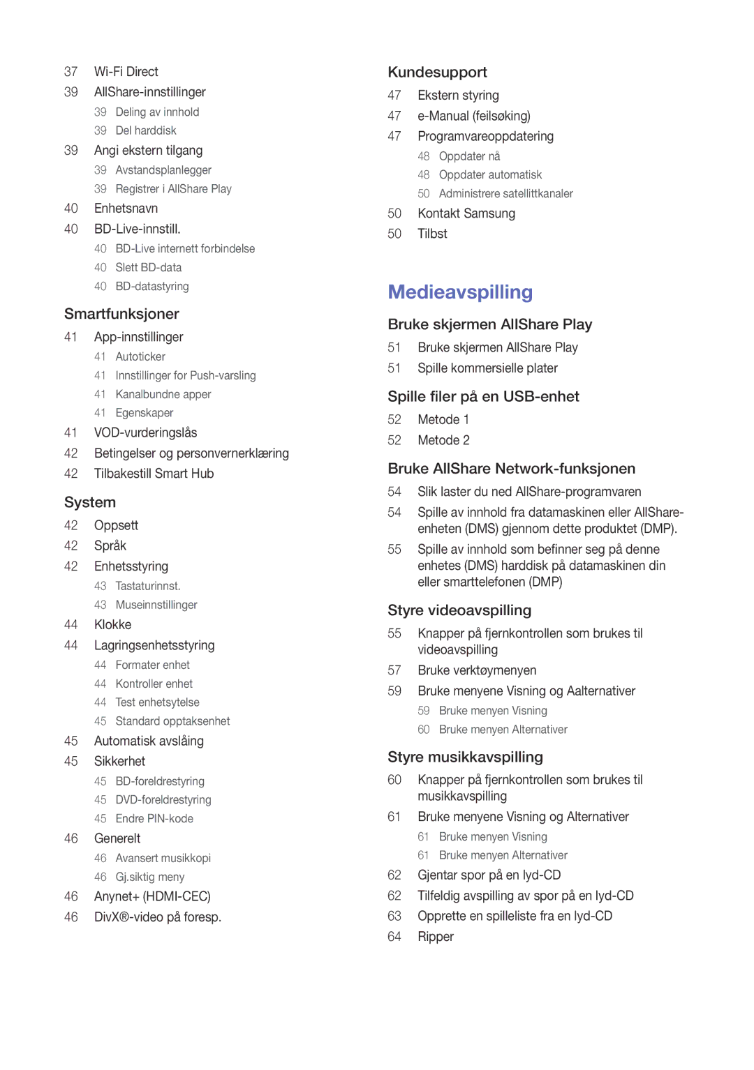 Samsung BD-F8500N/XE, BD-F8900N/XE manual Medieavspilling 