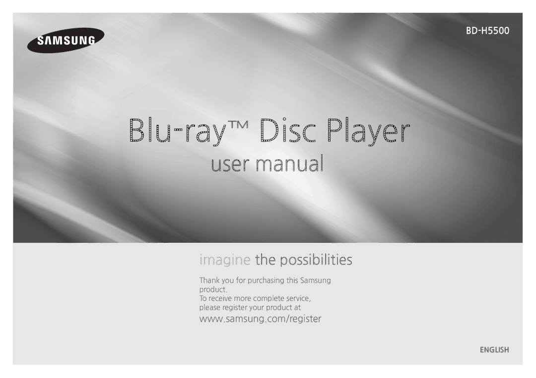 Samsung BD-H5500/ZF, BD-H5500/EN, BD-H5500/XE, BD-H5500/XN, BD-H5500/XU manual Blu-rayDisc Player 