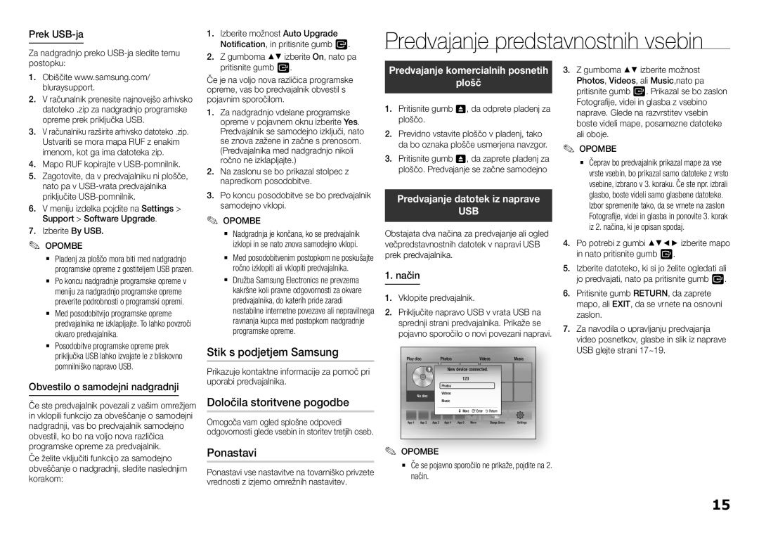 Samsung BD-H5500/EN Predvajanje predstavnostnih vsebin, Stik s podjetjem Samsung, Določila storitvene pogodbe, Ponastavi 