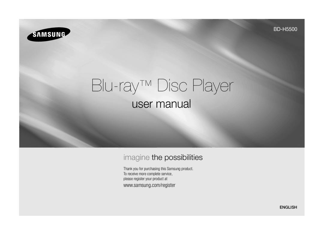 Samsung BD-H5500/UM, BD-H5500/SJ, BD-H5500/HC, BD-H5500/XS, BD-H5500/ZN manual Blu-rayDisc Player 