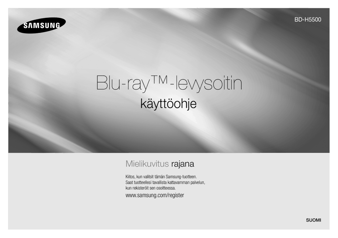 Samsung BD-H5500/XE manual Blu-ray-levysoitin, Suomi 