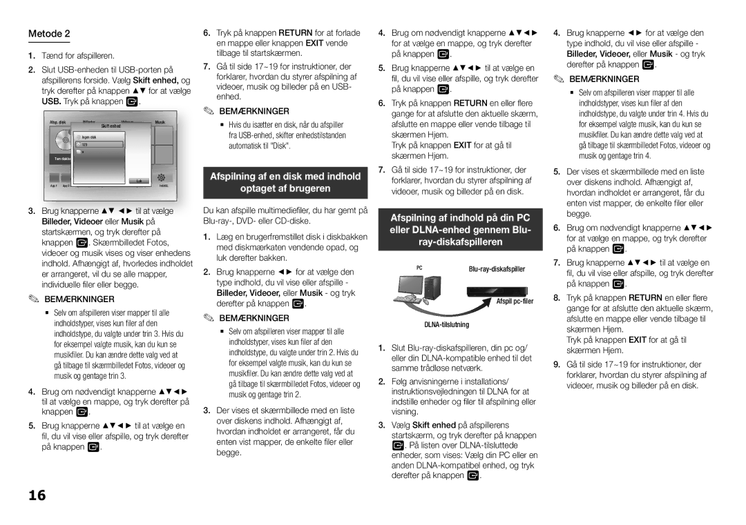 Samsung BD-H5500/XE manual Optaget af brugeren 