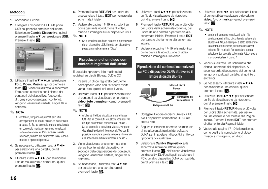 Samsung BD-H5500/ZF manual Collegare il dispositivo USB alla porta, USB sul pannello anteriore del lettore, Entrambi 