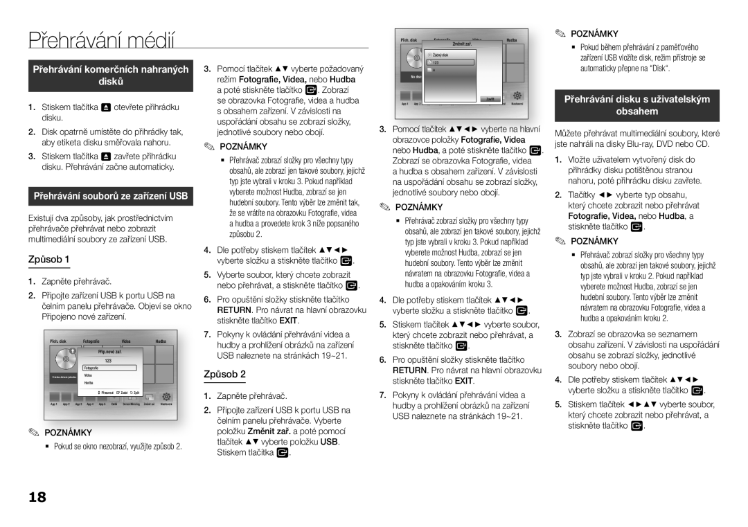 Samsung BD-H5900/XU, BD-H5900/EN, BD-H5900/ZF, BD-H5900/XN, BD-H5900/XE manual Způsob 