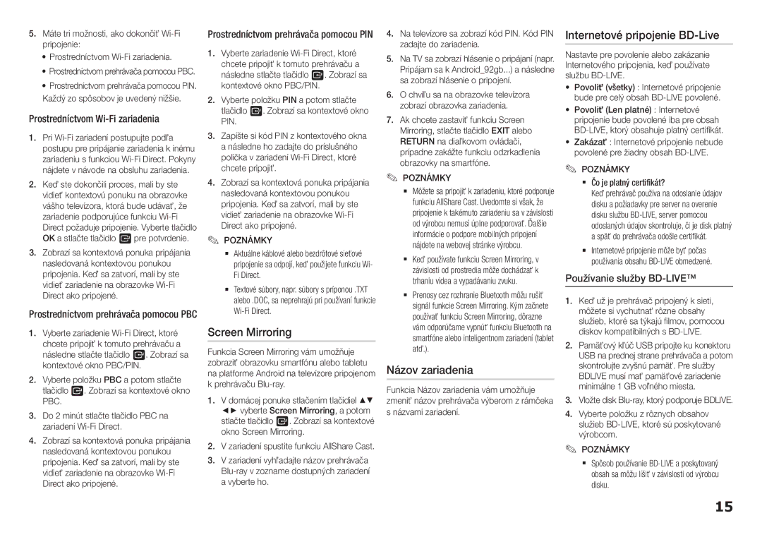 Samsung BD-H5900/ZF, BD-H5900/EN manual Názov zariadenia, Internetové pripojenie BD-Live, Prostredníctvom Wi-Fi zariadenia 