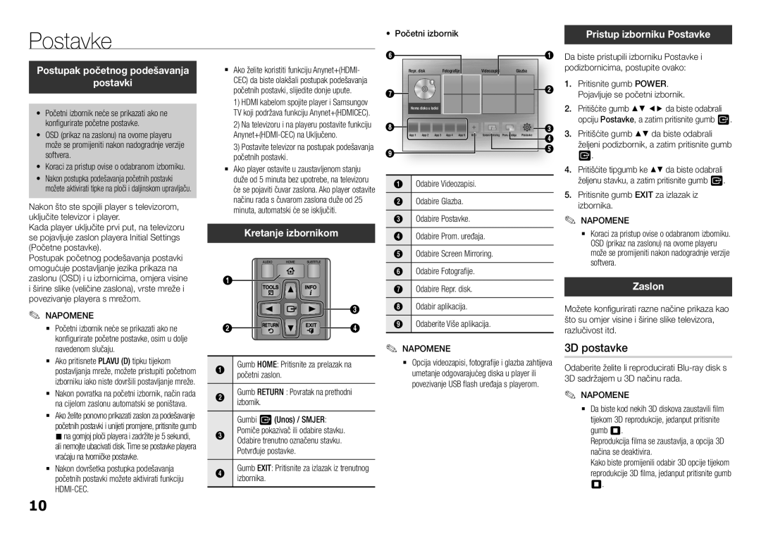 Samsung BD-H5900/EN manual Postavke, 3D postavke 