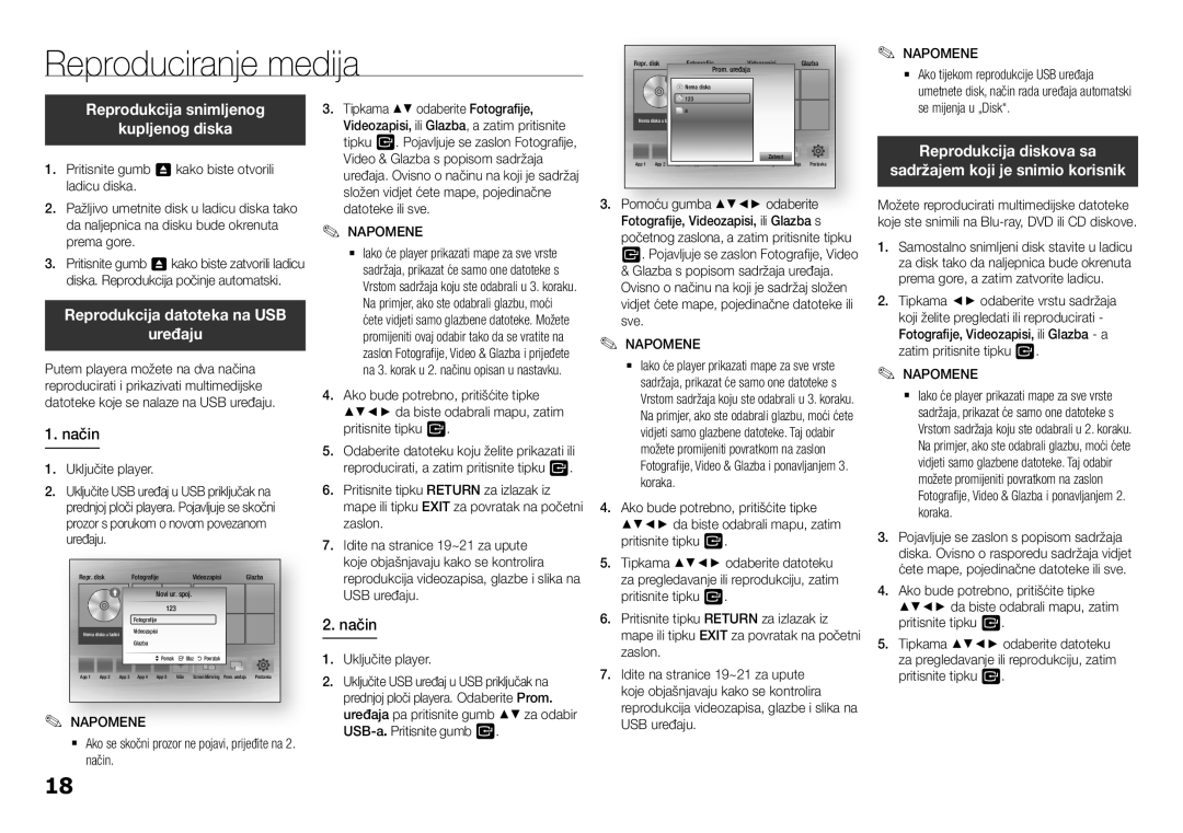 Samsung BD-H5900/EN manual Reproduciranje medija, Reprodukcija snimljenog Kupljenog diska, Uključite player 