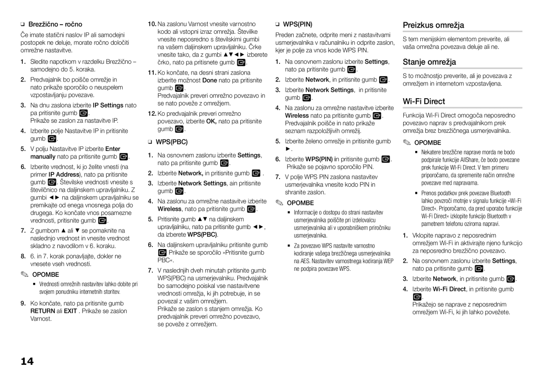 Samsung BD-H5900/EN manual Preizkus omrežja, Stanje omrežja, ĞĞ Brezžično ročno 